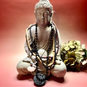 Buddhist Prayer Beads & koi medallion lot of 6 pieces